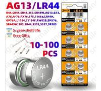 10-100 pièces Piles alcalines AG13 LR44 A76 357 357A LR1154 SR1154 SR44 1,5 V, convient pour montres, calculatrices, clés de voiture, télécommandes, boutons d'horloge, piles boutons 10 pièces (GF)KN,2