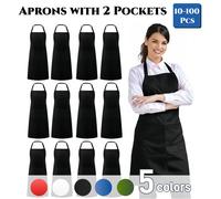 10-100 pièces tabliers à bretelles avec 2 poches unisexe tablier de Chef tabliers de cuisine peinture couture pâques Cookie fête serveur tabliers pour adulte PINK