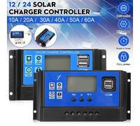 10/20/30/40/50/60/100A PWM contrôleur de Charge et de décharge solaire affichage LCD double USB régulateur de chargeur de panneau de cellules solaires automatiques black