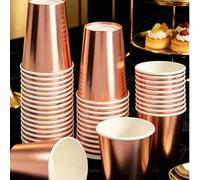 10/20/30/50 pièces Gobelets en papier or rose, Gobelets à café, Gobelets pour boissons froides & chaudes, Gobelets de fête, Gobelets en papier jetables de 9 oz, Améliorent l'atmosphère de la fête, Con