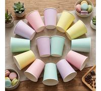 10/20/40 pièces,Gobelets en papier macaron pastel, Gobelets en papier jetables unis arc-en-ciel 9oz, Gobelets à boire rose doux lavande menthe jaune pour baby shower, révélation du & décoration de tab