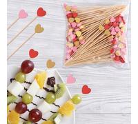 10/20/50/100/200 pièces Brochettes en bambou en forme de cœur, cure-dents pour apéritifs, bâtons de décoration de fête, pics à fruits, brochettes à collations, décoration de table, garnitures pour boi