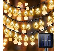 10/20/50/100 LED Guirlande Lumineuse à Boule de Cristal Solaire, Longueur 9,8/16,4/22,9/39,3ft, Étanche, 8 Modes d'Éclairage, Blanc Chaud/Blanc/Violet/Bleu/Multicolore, Lumières de Fée pour Jardin, Pa