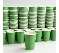 10/20/50/90 pièces/ Gobelets en papier jetables verts, tasses à café, tasses pour boissons froides et chaudes, gobelets de fête, gobelets à jus, gobelets à boissons, gobelets à lait, capacité de 9 oz