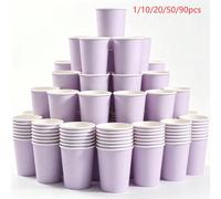 10/20/50/90 pièces/ Gobelets en papier jetables violet clair, tasses à café, tasses pour boissons froides & chaudes, gobelets de fête, gobelets à jus, gobelets à lait, capacité de 9 oz pour améliorer 