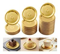 10/20/50 pièces Assiettes en papier doré robuste, plateaux de service ronds mini, base de gâteau en carton doré métallique pour collation, cupcake, tasse, café, dessert, noix, pour décoration de table