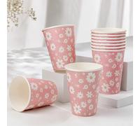 10/20/50 pièces Gobelets en papier à motif de marguerite, style naturel et frais, résistants à l'huile et épaissis, convenant pour les fêtes d'anniversaire, les mariages, les baby showers, les pique-n