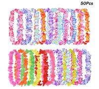 10/20/50pcs couronne de fleurs hawaïennes collier été Tropical fête d'anniversaire décoration Luau mariage fleur artificielle guirlande Lei Random Mix