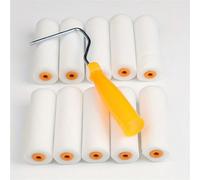 10/20 pièces Ensemble de rouleaux éponge de 4 pouces, 10 pièces de têtes d'éponge, 1 pièce de cadre de rouleau, rouleau pour peinture à base d'eau et peinture au latex, petite brosse d'embossage sans 