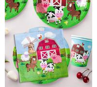 10/20 pièces Set de vaisselle de fête avec thème occidental et motif de vache de ferme, comprenant assiettes en papier de 7 pouces/9 pouces, serviettes avec motif d'animaux de ferme, gobelets de fête 