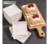 10/25/50pcs Assiettes jetables en bagasse de canne à sucre, (6,55cm/2,5 pouces) Saucière à tremper, Mini plateau pour fruits et collations de la taille d'une bouchée, Mini assiette carrée pour apériti