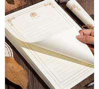 10/30/50/60/120 feuilles de papier à écrire épais et lisse au format A5/B5/A4, avec un motif vintage élégant beige et or rose. Papier de luxe vierge, convenant à la calligraphie, aux journaux intimes,