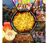 10/30/50 pièces Lumières de ballon blanc chaud, Mini lumières LED, Guirlandes lumineuses alimentées par batterie, Mini boules lumineuses à longue autonomie, Lumières clignotantes LED rondes, Convient