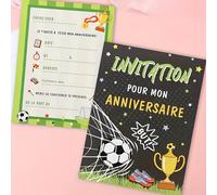 10/30 pièces de cartes d'invitation de football français avec un design de trophée BUT! mesurant (4*6 po), convenant aux fêtes d'anniversaire des garçons et des filles fans de football pour célébrer d