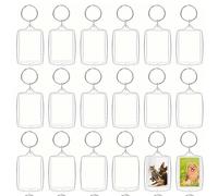 10/40pcs Porte-clés cadre photo rectangulaire en acrylique transparent, grande photo de portrait insérée dans l'anneau de clé, photo rectangulaire double face vierge, cadre de décoration suspendue DIY