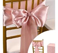 10/5/1 pièce Ruban de chaise en satin or rose avec nœud, ruban brillant de 7*108 pouces pour l'emballage de cadeaux, la décoration de l'allée de mariage et les loisirs créatifs, peut être noué en n'im