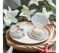 10/5/1 Set (Incluant 1 bougie parfumée en forme de coquillage + 1 boîte cadeau en forme de coquillage + 1 ruban de mariage + 1 pendentif + 1 étiquette) Ensemble de décoration de bougie parfumée en for