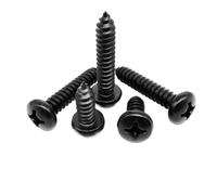10/50/100 pièces M1 M2 M3 M4 M5 M6 noir 304 acier inoxydable croix Pan tête ronde vis à bois autotaraudeuse