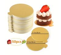 10/50/100 pièces Mini Supports à Gâteau, Set de Petits Supports à Gâteau Rond Doré pour Mousse, Caissettes à Cupcakes, Plateaux d'Affichage de Desserts, Dessous de Verre Jetables, Convient pour Mariag