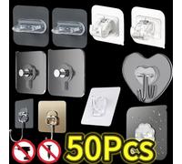 10 à 50pcs crochets Transparent fort auto-adhésif porte cintres muraux crochets aspiration charge lourde support tasse ventouse pour cuisine salle de bain style-12