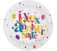 10 assiettes anniversaire festif coloré - chalayer 000478000000099 Multicolore G