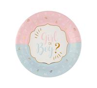 10 ASSIETTES CARTON BABY GENDER Ø22.5CM BICOLORE- VAISSELLE DE FÊTE
