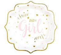 10 ASSIETTES CARTON BABY SHOWER GIRL 21CM ROSE- VAISSELLE DE FÊTE