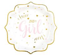 10 ASSIETTES CARTON BABY SHOWER GIRL 21CM ROSE- VAISSELLE DE FÊTE