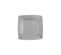 10 ASSIETTES CARTON BIO CARRÉES 18CM ARGENT Gris, Argent - VAISSELLE DE FÊTE