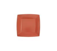 10 ASSIETTES CARTON BIO CARRÉES 18CM ROUGE BRIQUE- VAISSELLE DE FÊTE
