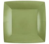 10 assiettes carton bio carrées 18cm vert olive - chalayer 000740700000103 Vert G