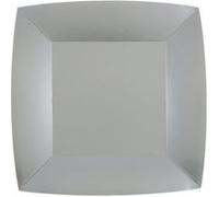 10 assiettes carton bio carrées 23cm argent - chalayer 000740800000004 argent G