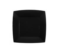 Santex - 10 Assiettes Carton Bio CARRÉES 23CM Noir