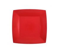 10 ASSIETTES CARTON BIO CARRÉES 23CM ROUGE- VAISSELLE DE FÊTE