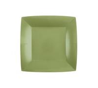 Santex - 10 Assiettes Carton Bio CARRÉES 23CM Vert Olive