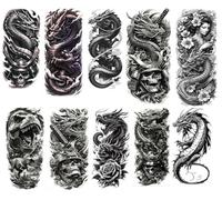 10 Autocollants De Tatouages Permanents Et Réalistes Représentant Un Totem De Dragon Pour Les Bras Et Les Mollets (Hommes Et Femmes)