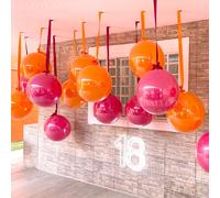 10 ballons orange rose vif de 18 pouces avec nœud en ruban de satin, grand ballon orange suspendu pour la décoration d'anniversaire, de fête des mères ou de mariage 4 Colors-B