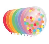 10 Ballons transparents imprimés avec des confettis Haza Witbaard arc-en-ciel G