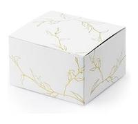 10 boites carton blanc branches dorées 6x3.5x5.5cm - partydeco pudp27-008-019 Jaune G