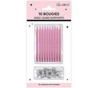10 bougies avec bobèches anniversaire 7.5cm rose - générique bsp24rs Rose G