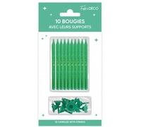 10 bougies avec bobèches anniversaire 7.5cm vert - générique bsp24vr Vert G
