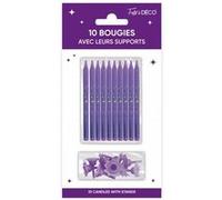 10 bougies avec bobèches anniversaire 7.5cm violet - générique bsp24vl Violet G