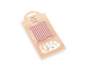 10 Bougies avec bobèches rose gold pailletées 6 cm