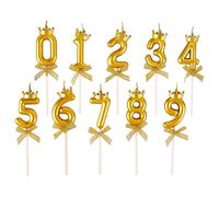 10 bougies chiffres d'anniversaire, bougies de gâteau d'anniversaire en forme de couronne dorée de 0 à 9, adaptées aux gâteaux de fête d'anniversaire et aux célébrations d'anniversaire de mariage