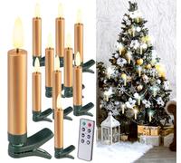 Lunartec 10 bougies LED télécommandées effet flamme pour sapin de Noël - coloris doré