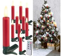Lunartec 10 bougies LED télécommandées effet flamme pour sapin de Noël - coloris rouge