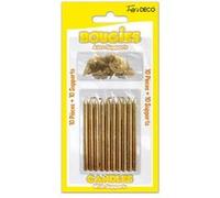 10 bougies pailletées or + 10 supports - surprisez vous bspor Jaune G