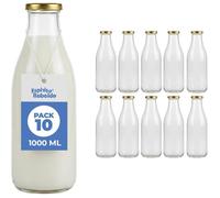 10 Bouteilles en Verre Vides de 1000 ml- Bouteilles en verre pour jus, lait, barbecue, sauces - Idéales pour pique-niques