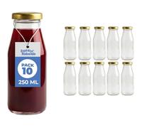 10 Bouteilles en Verre Vides de 250 ml- Bouteilles en verre pour jus, lait, barbecue, sauces - Idéales pour pique-niques