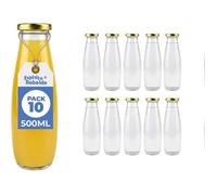 10 Bouteilles en Verre Vides de 500 ml- Bouteilles en verre pour jus, lait, barbecue, sauces - Idéales pour pique-niques